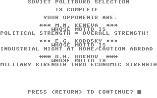 Geopolitique 1990 screenshot 3 for Commodore 64
